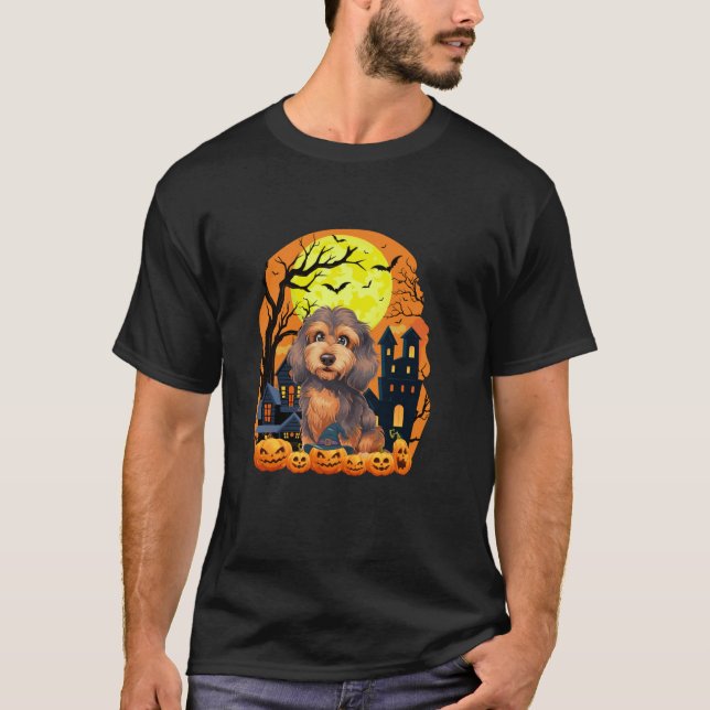 T-shirt Cockapoo Chien Avec Citrouille Drôle Scandale Hall (Devant)