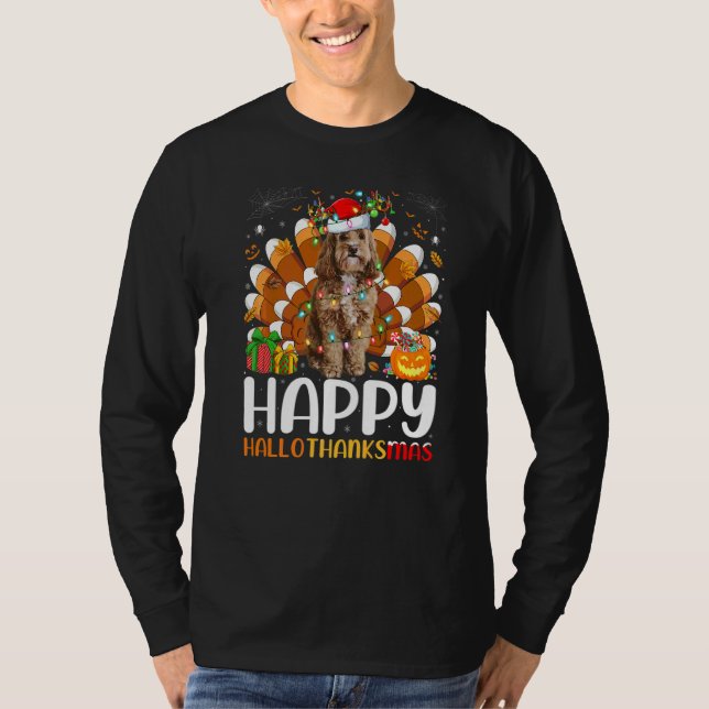 T-shirt Cockapoo Chien Halloween Noël Heureux Hallothank (Devant)