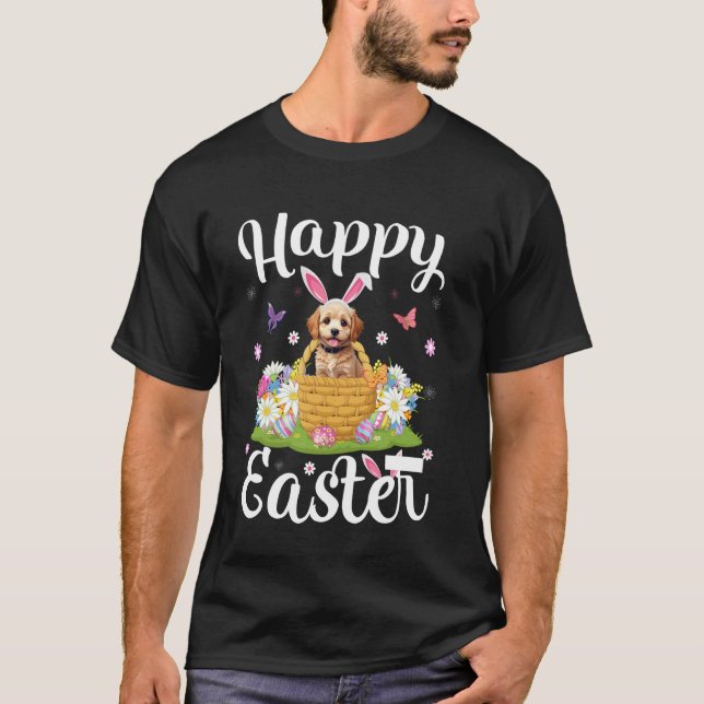 T-shirt Cockapoo Chien Joyeux Pâques Chasse aux œufs Lapin (Devant)