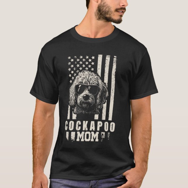 T-shirt Cockapoo Chien Maman Drapeau Américain Cadeaux pou (Devant)
