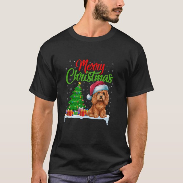T-shirt Cockapoo Chien Noël Lumière Noël Cockapoo D (Devant)