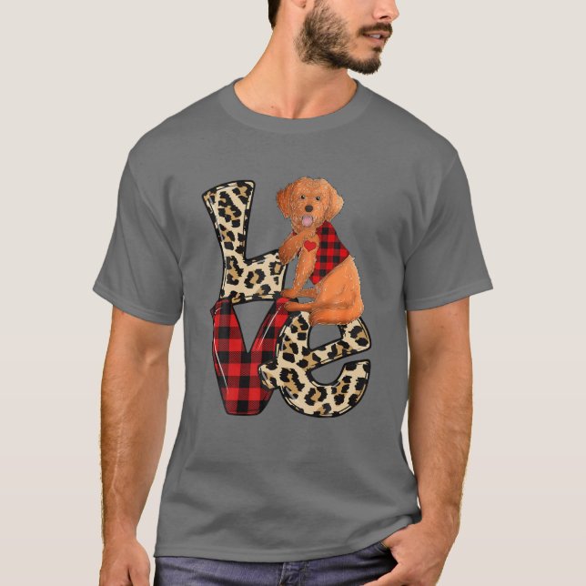 T-shirt Cockapoo Love Leopard Plaid Happy Valentines Day D (Devant)