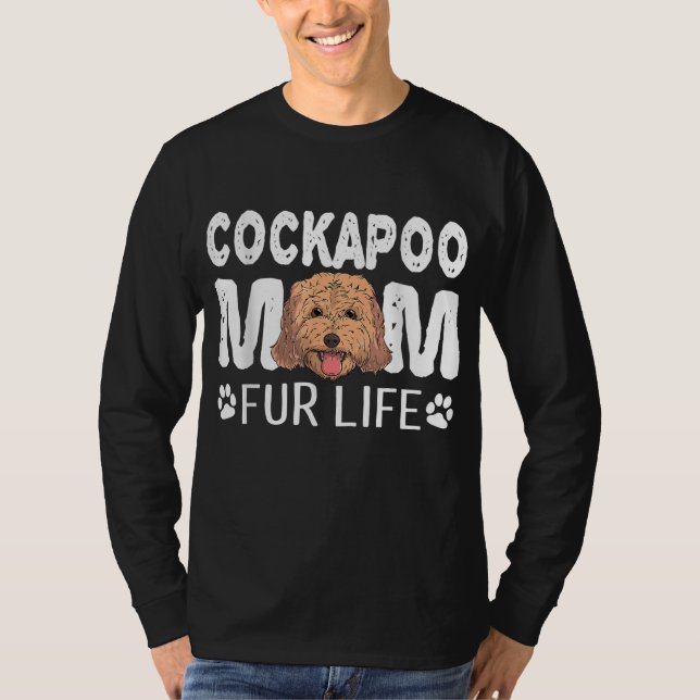T-shirt Cockapoo Maman Fourrure Vie Chien Pun Mère Fête Mi (Devant)