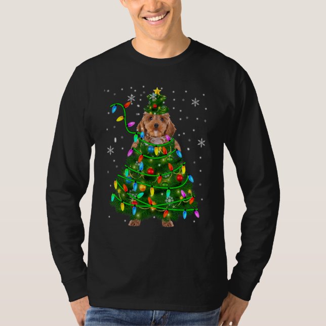T-shirt Cockapoo Noël Arbre Lumières Cockapoo (Devant)