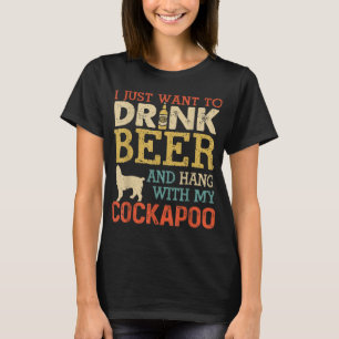 T-shirt Cockapoo Papa Boit De La Bière Hang Avec Chien Drô