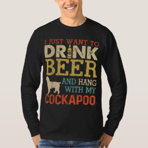 T-shirt Cockapoo Papa Boit De La Bière Hang Avec Chien Drô