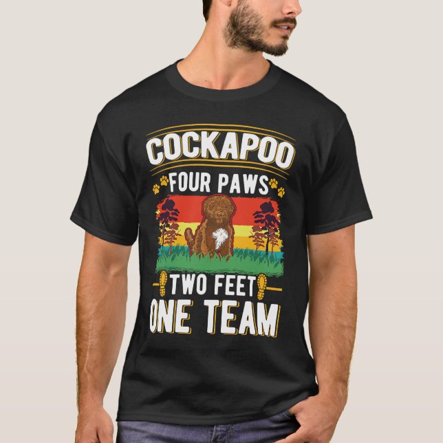T-shirt Cockapoo quatre pattes deux pieds une équipe Cocka (Devant)