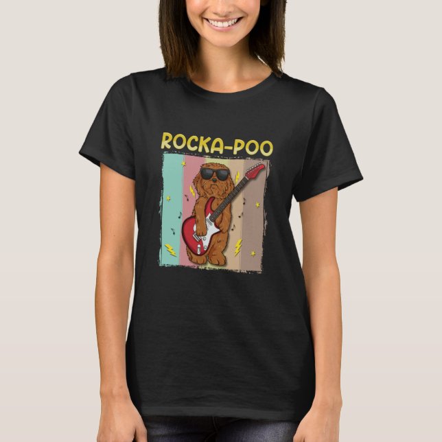 T-shirt Cockapoo Rockstar Rocka Poo Dog  Blues Master (Devant)