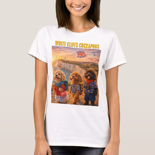 T-shirt Cockapoo White Cliffs Shirt Funny Dog Gift UK (Devant)
