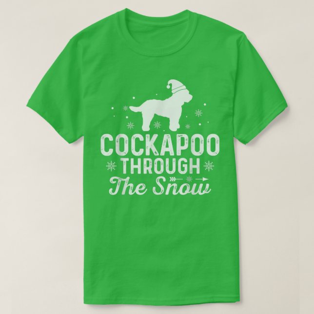 T-shirt Cockapou à travers la neige Nouvel An de Noël amus (Design devant)