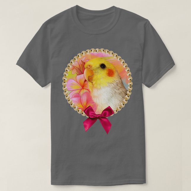 T-shirt Cockatiel avec frangipani (Design devant)