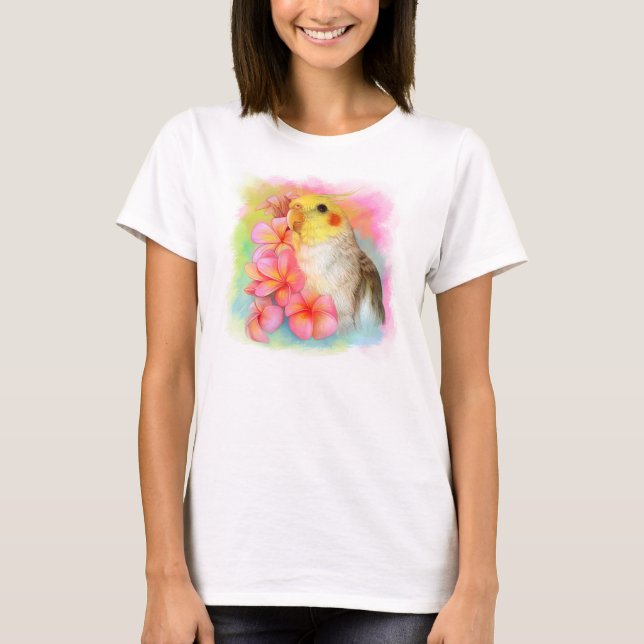 T-shirt Cockatiel avec le frangipani (Devant)
