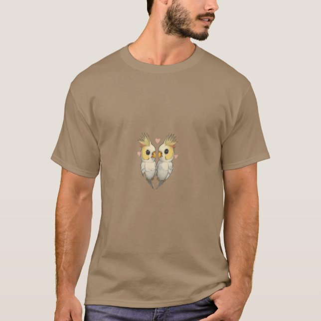 T-shirt Cockatiel Cockatiels Heart Parrot Birds famille (Devant)