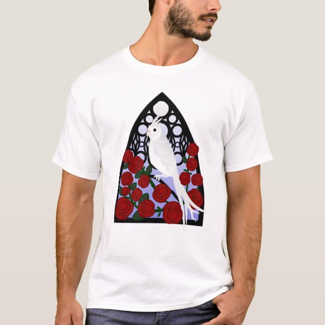 T-shirt Cockatiel et roses (Devant)