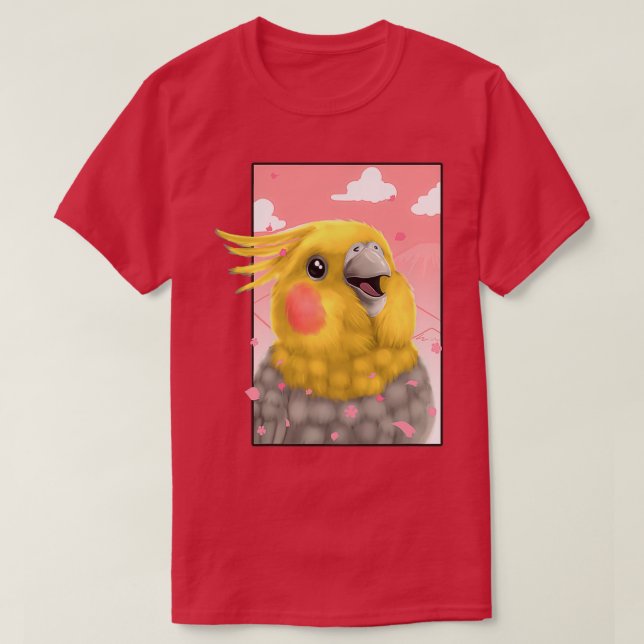 T-shirt Cockatiel Parrot Bird Japonais (Design devant)