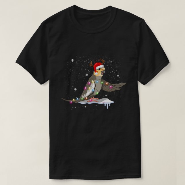 T-shirt Cockatiel Parrot - Oiseau Père Noël Arbre de Noël  (Design devant)