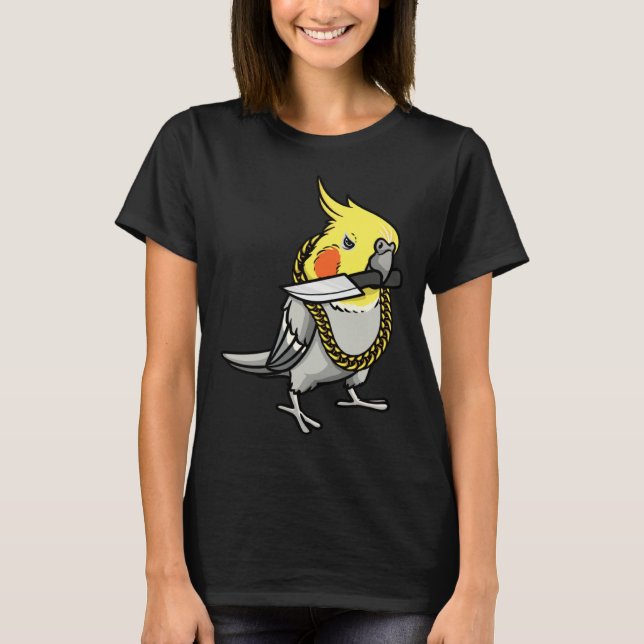 T-shirt Cockatiel Parrot With Knife (Devant)
