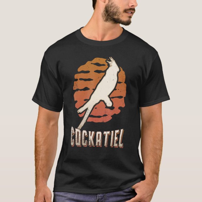 T-shirt Cockatiel Vintage Retro Classic Animal Sunset (Devant)
