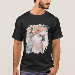 T-shirt Cockatoo Artistique Parrot Oiseau Fleur Couronne A
