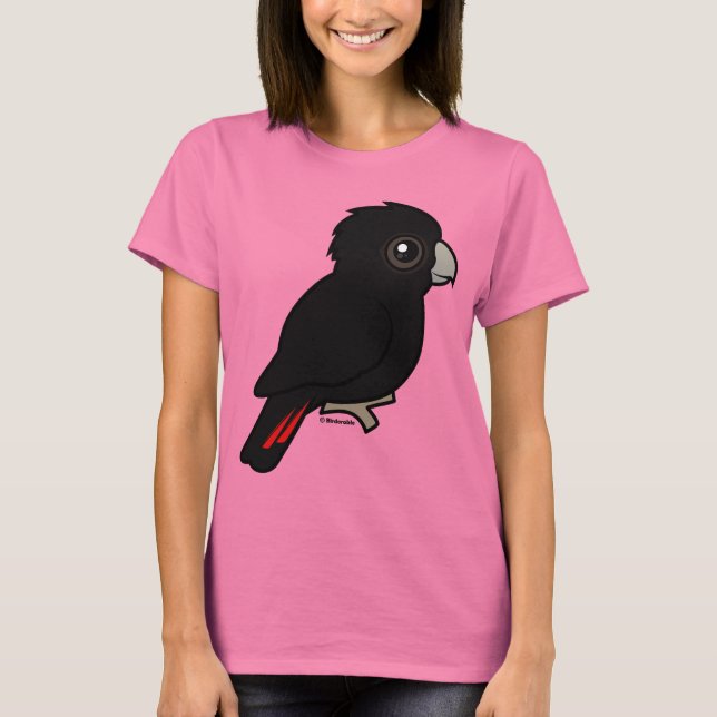 T-shirt Cockatoo noir à queue rouge (Devant)