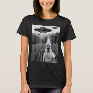 T-shirt Cockatoo selfie avec un OVNI alien drôle d'oiseau
