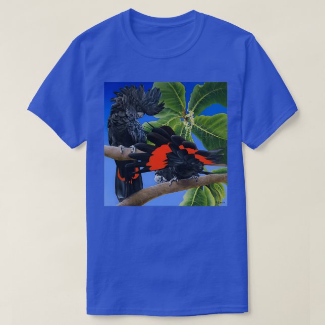 T-shirt Cockatoos noirs à résidus longs (Design devant)