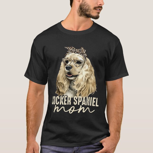 T-shirt Cocker Espagnol Empreinte de léopard Bandana Chien (Devant)