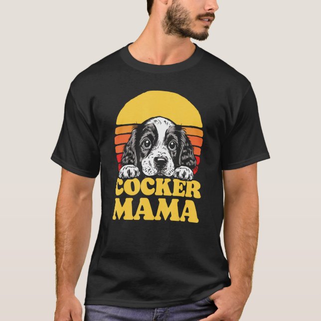 T-shirt Cocker Mama Cute English Cocker Spaniel Puppy Mom  (Devant)