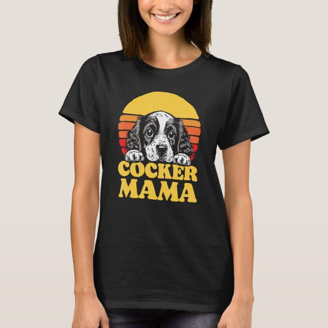 T-shirt Cocker Mama Cute English Cocker Spaniel Puppy Mom  (Devant)