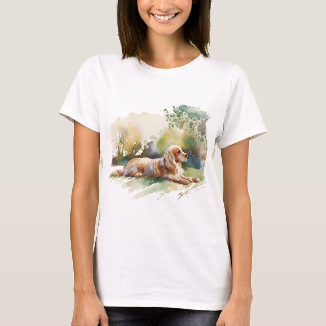 T-shirt Cocker Spaniel Aquarelle Art (Devant)