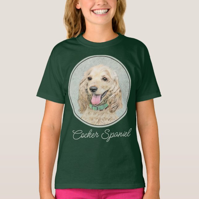 T-shirt Cocker Spaniel Buff Paining - Original Chien Art T (Devant)
