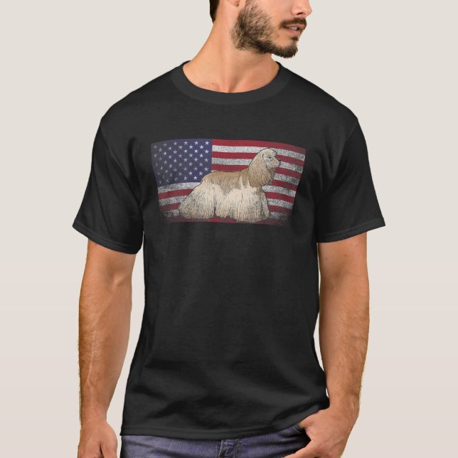 T-shirt Cocker Spaniel Chien 4 juillet Drapeau Américain A (Devant)