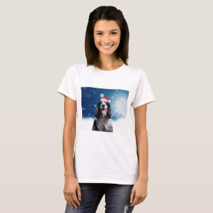 T-shirt Cocker Spaniel Chien Avec Noël Santa Hat