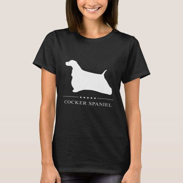 T-shirt Cocker Spaniel Chien Blanc Silhouette (Devant)