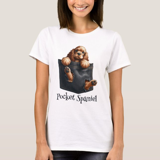 T-shirt Cocker Spaniel Chien Dans Une Poche (Devant)