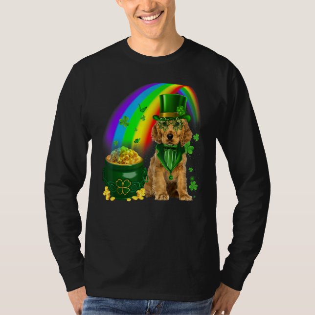 T-shirt Cocker Spaniel Chien Leprechauns Pièces Shamrock P (Devant)