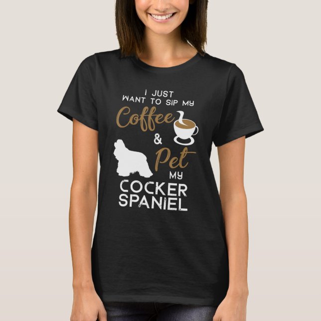 T-shirt Cocker Spaniel Chien Propriétaire de café Noël Ann (Devant)