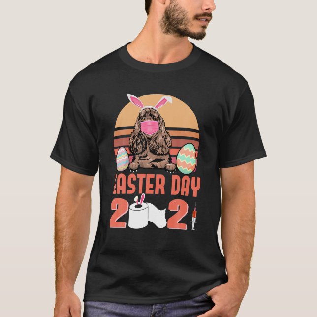 T-shirt Cocker Spaniel Chien Visage Masque Oeuf Lapin Jour (Devant)