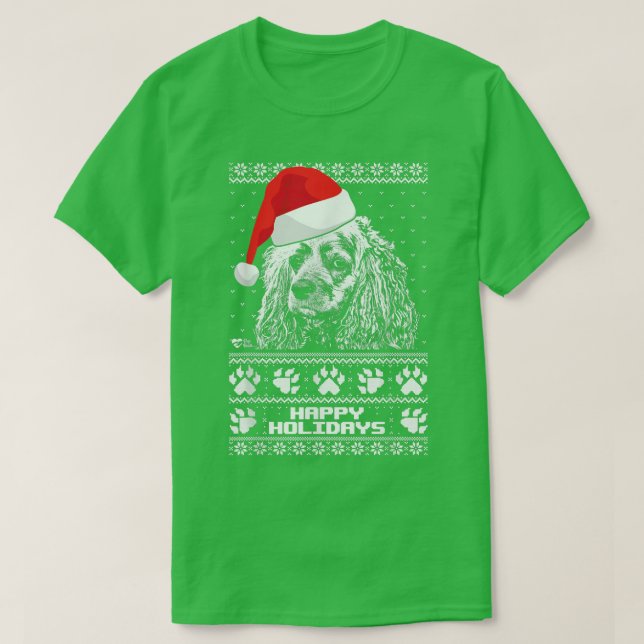 T-shirt Cocker Spaniel Cute Happy Holidays Christmas  (Design devant)