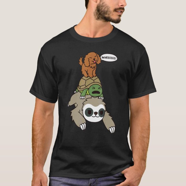 T-shirt Cocker Spaniel équitation Sloth Tortoise Chien (Devant)