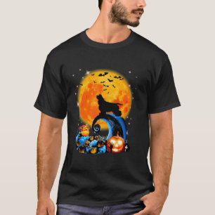 T-shirt Cocker Spaniel Et Lune Jaune Halloween Drôle Chien