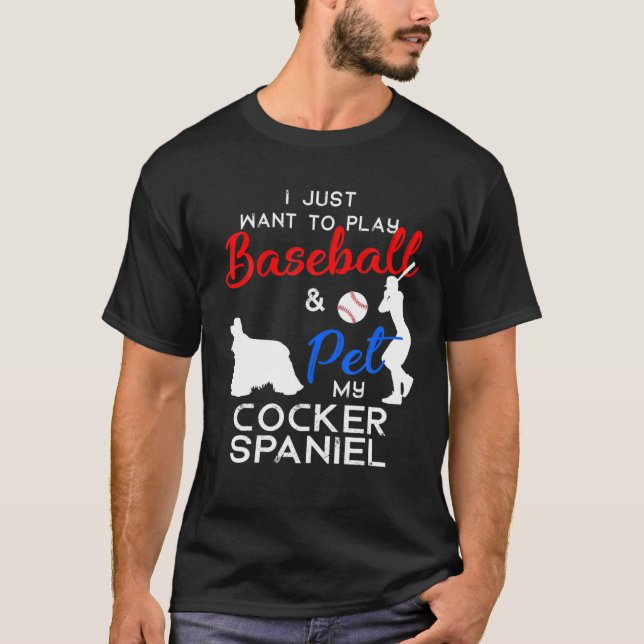 T-shirt Cocker Spaniel Funny Baseball Chien propriétaire L (Devant)