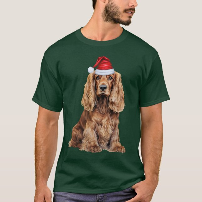 T-shirt Cocker Spaniel Funny Christmas Santa Dog (Devant)