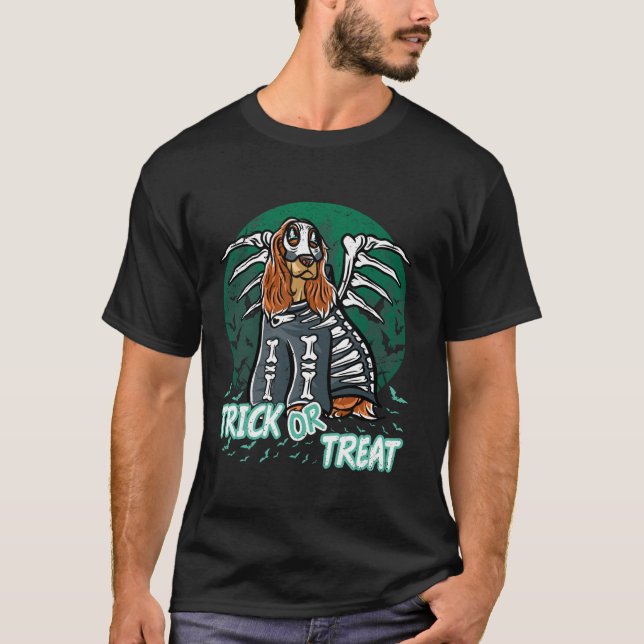 T-shirt Cocker Spaniel Happy Halloween Costume Skeleton Lo (Devant)
