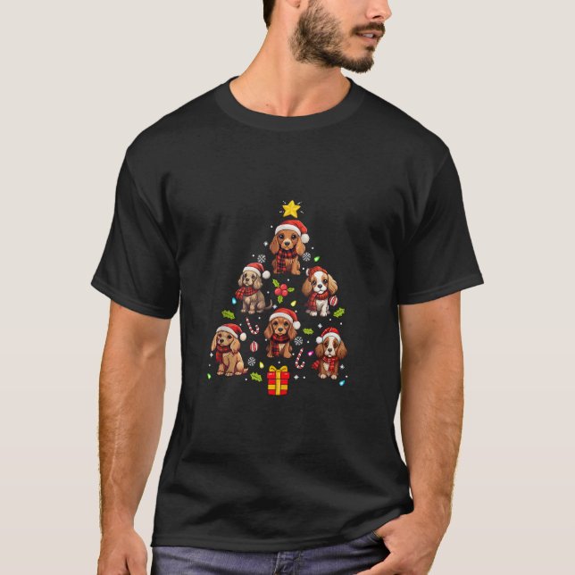 T-shirt Cocker Spaniel Joyeux Arbre de Noël Ornement de ch (Devant)