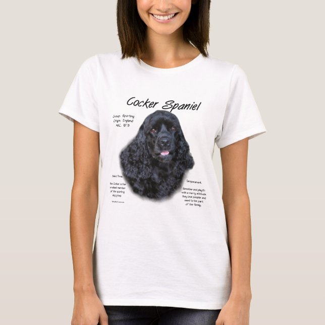 T-shirt Cocker Spaniel (noir) Histoire Design (Devant)