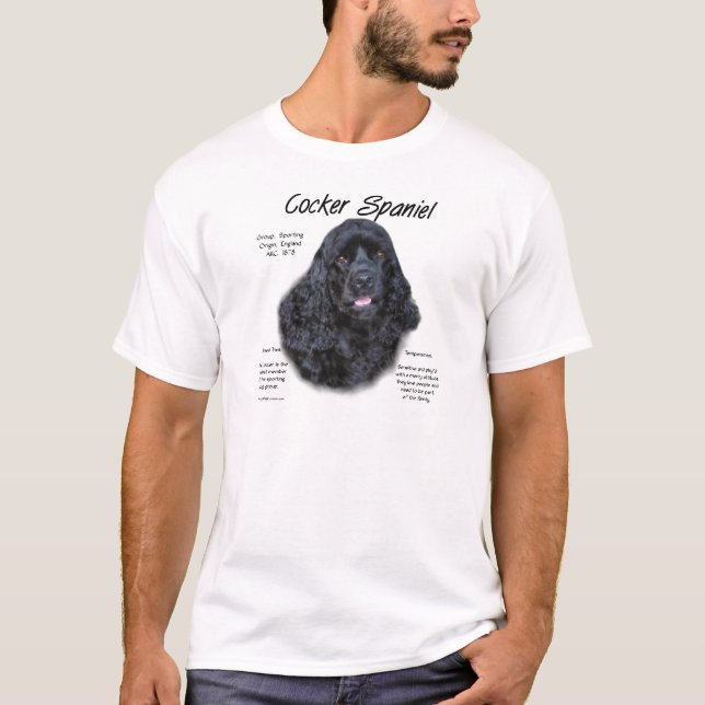 T-shirt Cocker Spaniel (noir) Histoire Design (Devant)