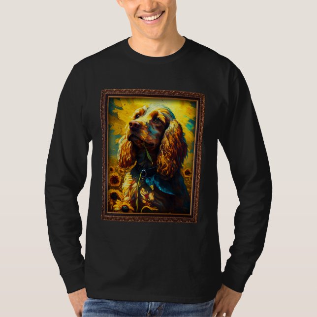 T-shirt Cocker Spaniel Painting Sunflower Flower Mom Women (Devant)