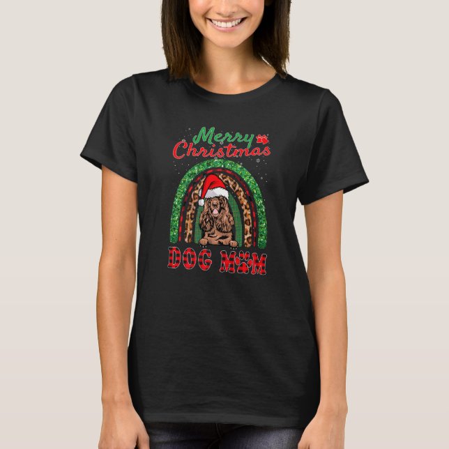 T-shirt Cocker Spaniel Père Noël Chien Maman Boho Rainbow  (Devant)