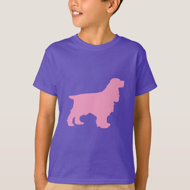 T-shirt Cocker Spaniel Silhouette en rose (Devant)